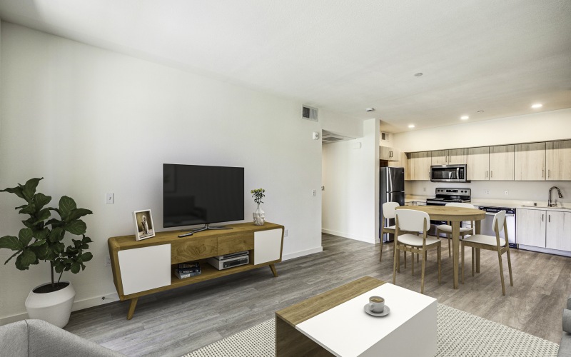 One bedroom apartment with dining set and TV 
