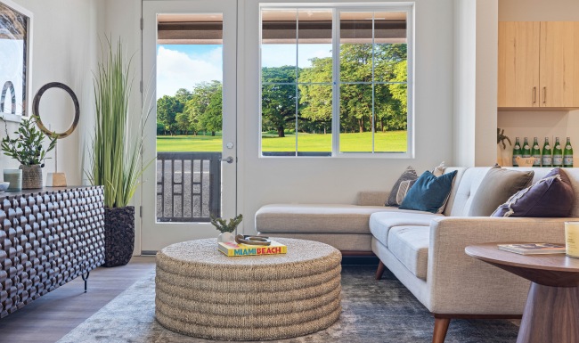 Well lit living room